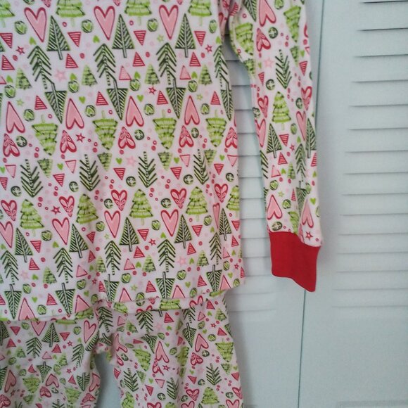 AMERICAN GIRL 8 CHRISTMAS 2-PIECE SET 100% COTTON HEARTS & PINES BUTTONS HENLEY - Picture 6 of 11